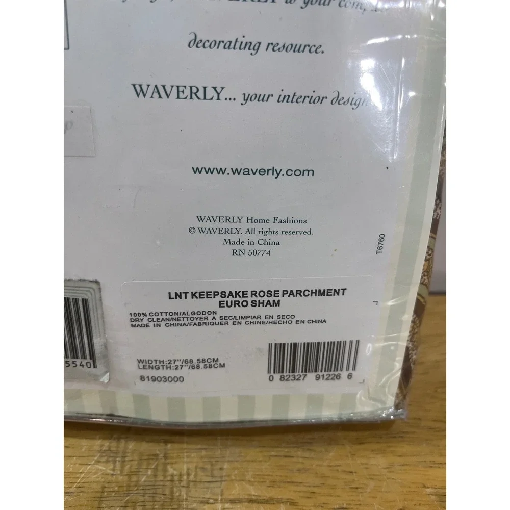 Waverly European Sham Keepsake Rose Parchment Brown Tan Vtg Paisley 27x27 Cotton